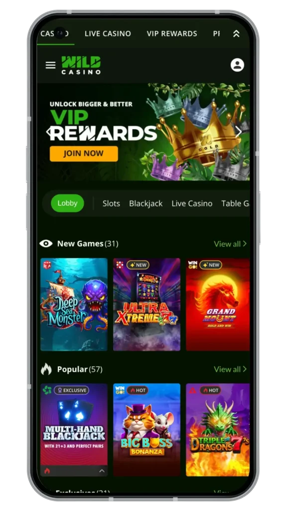 wild casino app