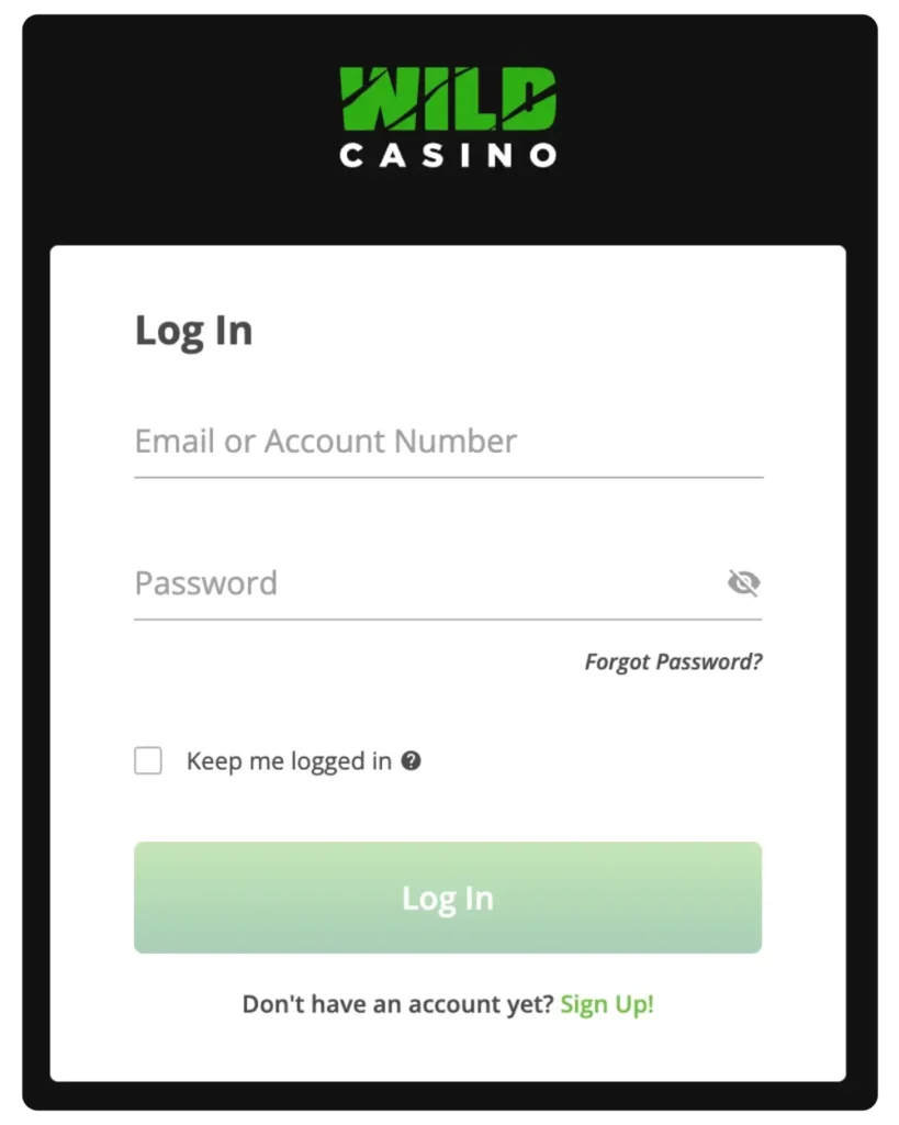 wild casino login